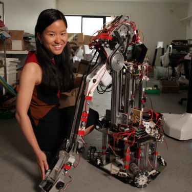 Cheng with her Jevaroo robotic arm, which is due for launch next year.