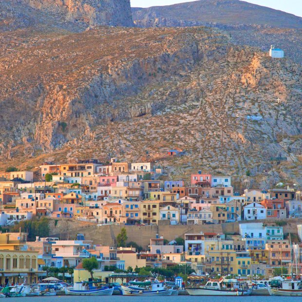 The port town of Pothia, Kalymnos. In the past, the region’s sponge-diving work meant a large proportion of the island’s men were away for up to nine months of the year. 