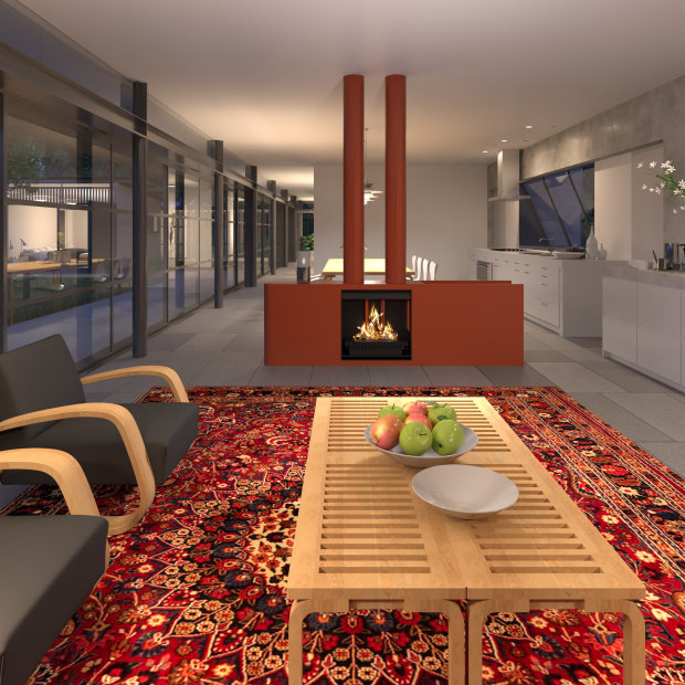A 2002 home designed by Glenn Murcutt at Foxground near Kangaroo Valley that was never built.  An L-shape, Murcutt said it allowed him to orient the daytime living areas to the north, and the sleeping areas east-west. 