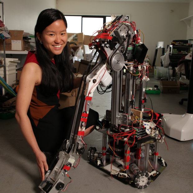 Cheng with her Jevaroo robotic arm, which is due for launch next year.
