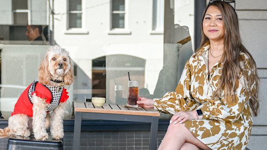 Table for two: Michelle Wai has no hesitation in spoiling her cavoodle, Miss Ellie Donut.