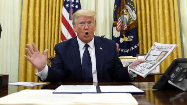 US President Donald Trump speaks before signing an executive order aimed at curbing protections for social media giants.