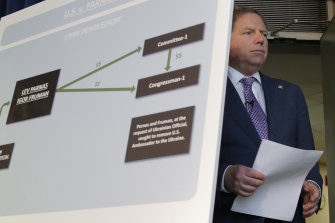 US Attorney Geoffrey Berman arrives for a news conference in New York in October 2019.