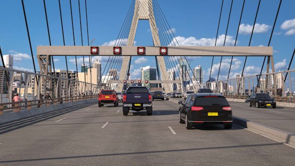 Transport for NSW proposes installing three speed gantries spanning the entire width of the Anzac Bridge.