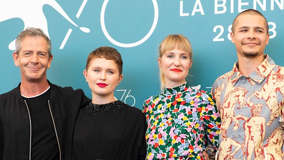Ben Mendelsohn, Eliza Scanlen, Shannon Murphy and Toby Wallace at the Babyteeth photocall at Venice Film Festival this week.