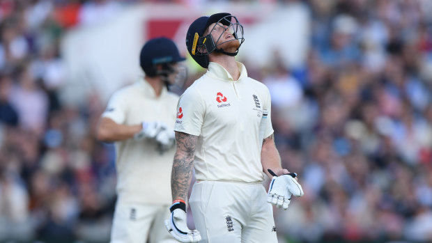 England batsman Ben Stokes reacts as he leaves the field after being dismissed by Pat Cummins during day five of the fourth Ashes Test Match.