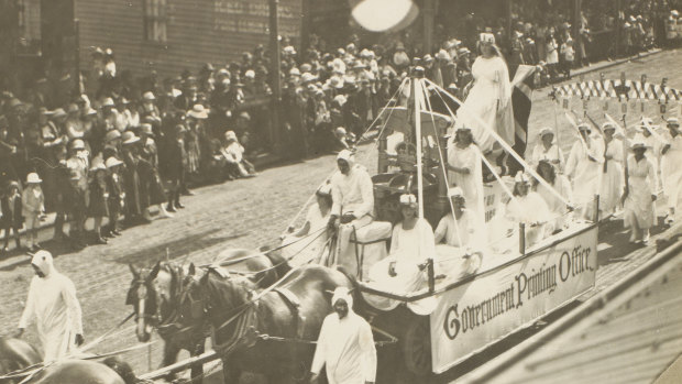 The Queensland Government Printing Office had built a community with their workers, with apprentices known as 'printers' devils'. They proudly wore devil costumes with the company name printed on a float during a parade.