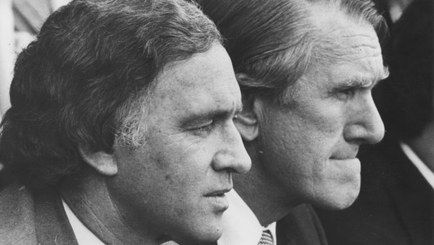 Andrew Peacock and Malcolm Fraser  watching the 1980 Melbourne Cup.