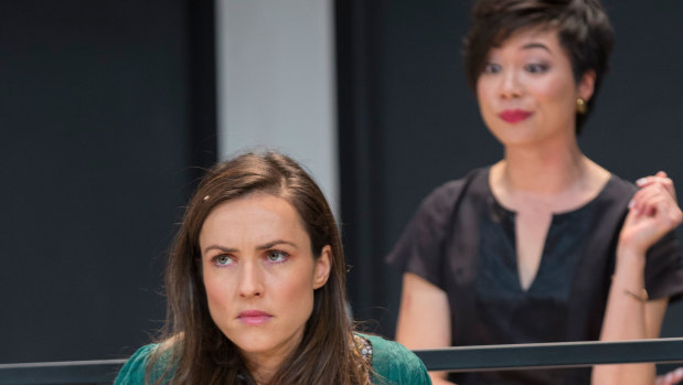 Jane Harber and Aileen Huynh in Melbourne Theatre Company's 'Gloria'..