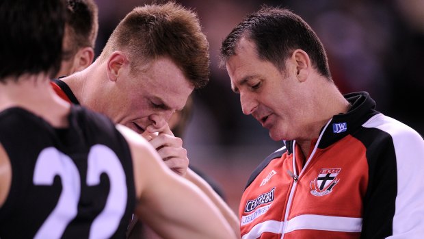 Days gone by: Ross Lyon and Brendon Goddard in their time together at St Kilda.