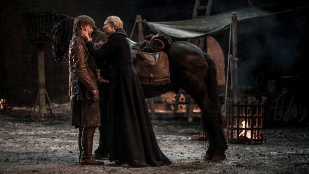 Jaime Lannister (Nikolaj Coster-Waldau) and Brienne of Tarth (Gwendoline Christie)