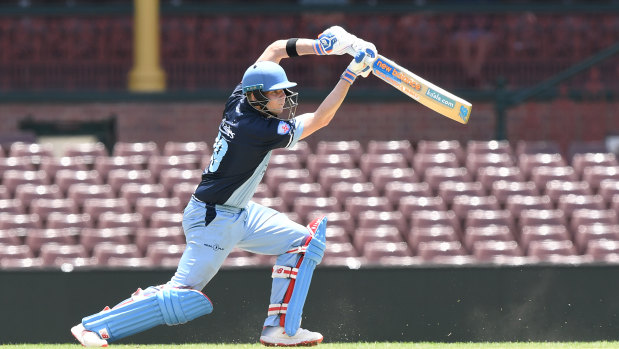 On the attack: Steve Smith in action for Sutherland at the SCG on Sunday.