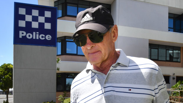 Chris Dawson is seen leaving the Maroochydore District Police Headquarters on Boxing Day. 