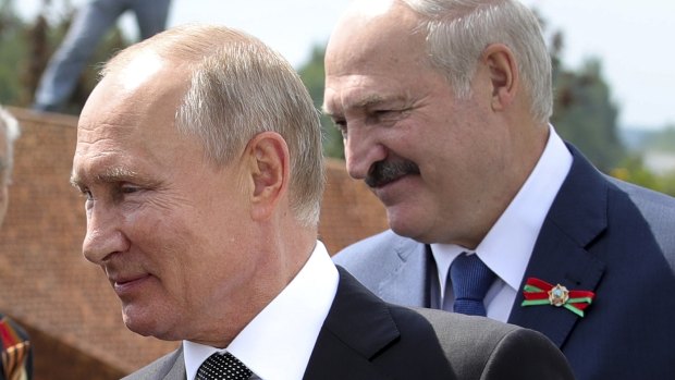 An embattled Alexander Lukashenko (right) has turned to Vladimir Putin for help as protests continue.