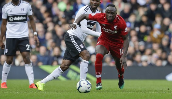 Liverpool's Sadio Mané on the attack at Craven Cottage on Sunday.