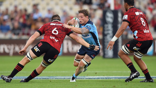 Michael Hooper tries to break the Crusaders' defence in Nelson. 