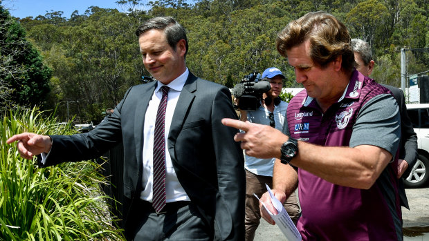 Manly owner Scott Penn and coach Des Hasler.