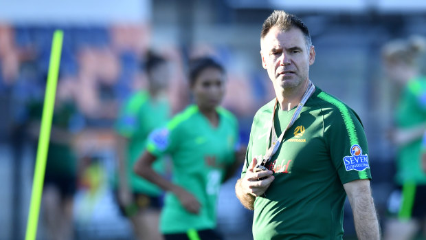 New gaffer on board: Matildas coach Ante Milicic at training in Brisbane on Saturday.