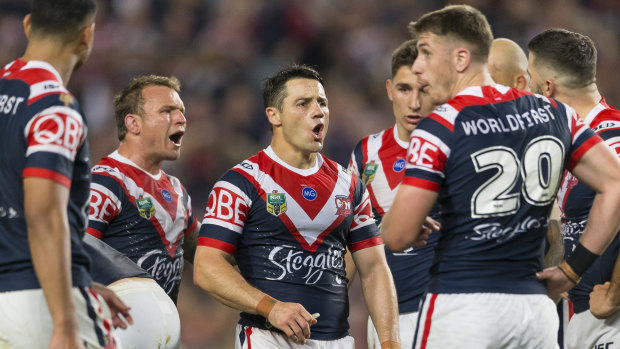 Brick wall: Cooper Cronk and the Roosters.
