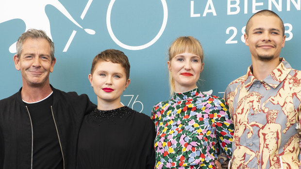 Ben Mendelsohn, Eliza Scanlen, Shannon Murphy and Toby Wallace at the Babyteeth photocall at Venice Film Festival this week.