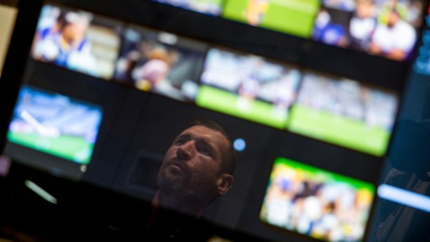 NRL match review committee member Michael Hodgson watches a game in real time.