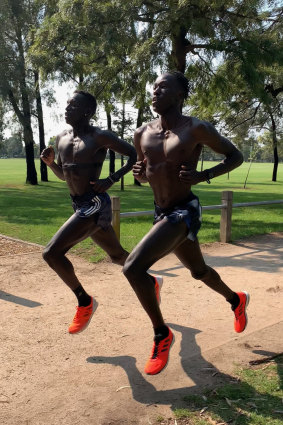 Bol and Deng train outside the MCG.