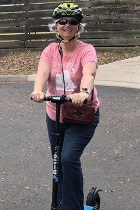 Jan Baddeley on her preferred ride.