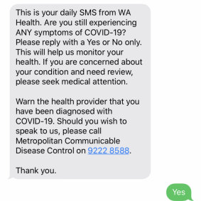 Jess has been receiving these text messages from the WA Health Department.