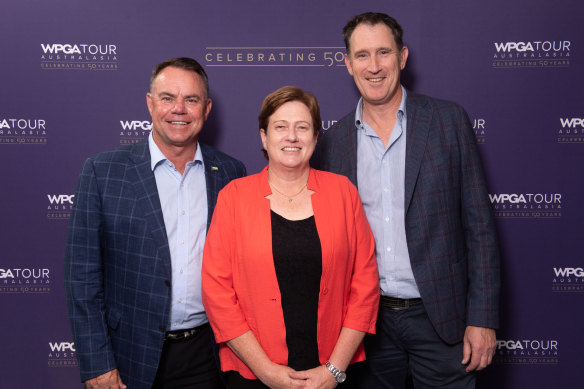 Working together (from left) Gavin Kirkman, CEO, PGA of Australia; Karen Lunn, CEO, WPGA Tour Australasia; and James Sutherland, CEO of Golf Australia.