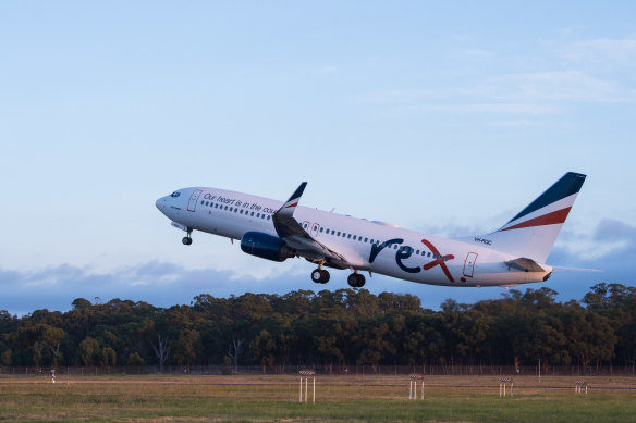 A Rex flight takes off from Melbourne in March.