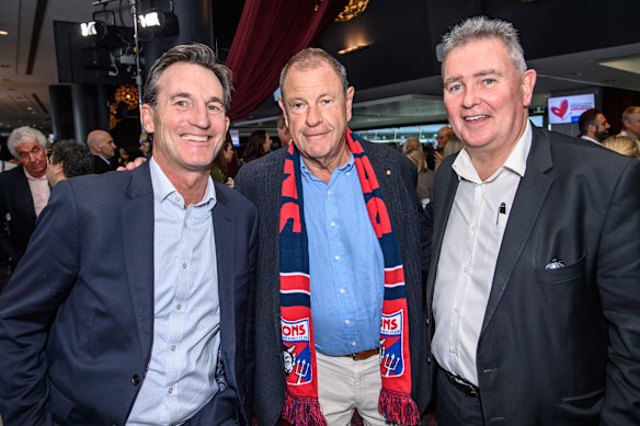 Andrew Dillon, Bill Guest and Stephen Beers at the Love Letter to Football lunch at Marvel Stadium.