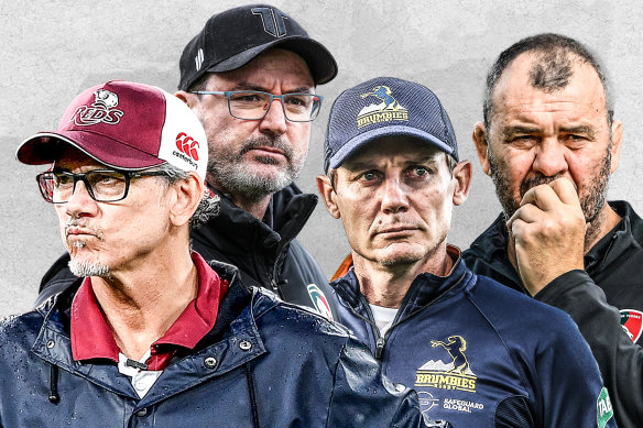 Wallabies coaching candidates Les Kiss, Michael Cheika, Dan McKellar, and Stephen Larkham.