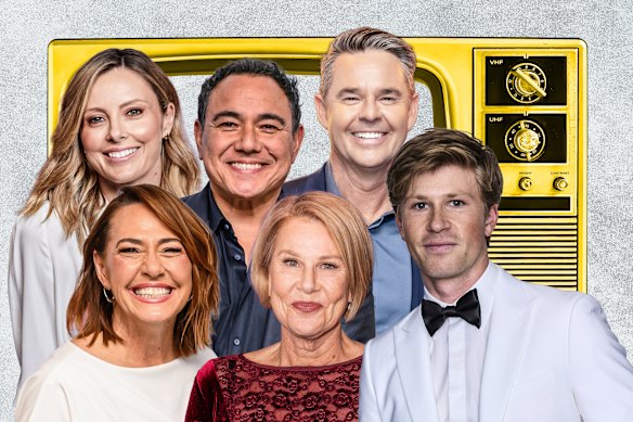 And the Gold Logie nominees are (clockwise from left): Lisa Millar, Ally Langdon, Sam Pang, Todd Woodbridge, Robert Irwin and Julia Morris. 