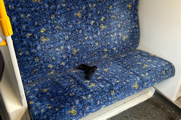 A gel blaster was found on a train going through Sydenham on Friday morning.