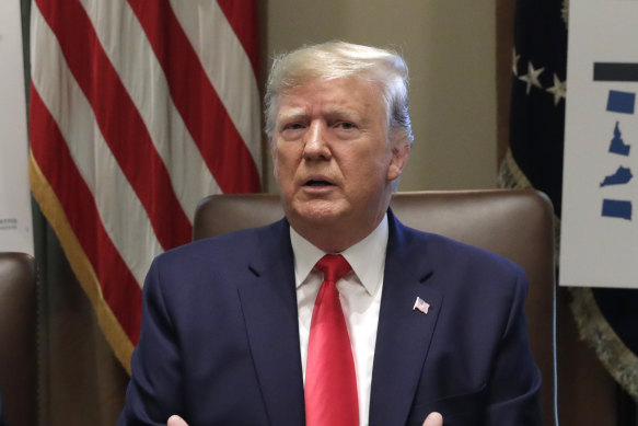 US President Donald Trump speaks during a Cabinet Meeting on Monday.