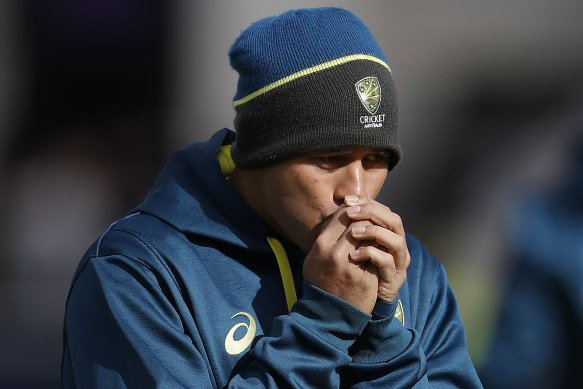 Usman Khawaja after being dropped for the fourth Ashes Test at Old Trfford in 2019.