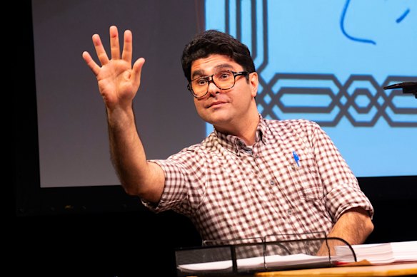 Nassim Soleimanpour in a 2018 performance of his play “NASSIM”.