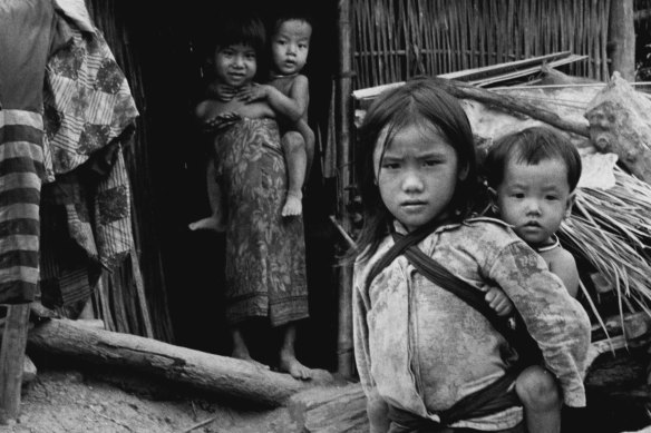 Hmong refugees in camp in Thailand in 1979.