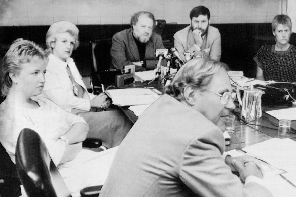 Adams (third from left) with his Commission For The Future colleagues in 1985. “We introduced the whole issue of climate change to Australia.”