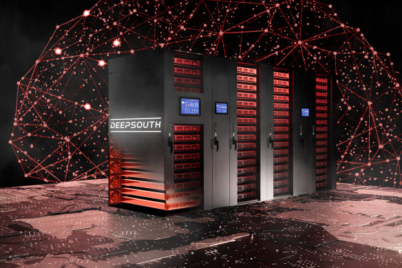 An artist’s impression of the DeepSouth supercomputer, capable of replicating the power of a human brain.