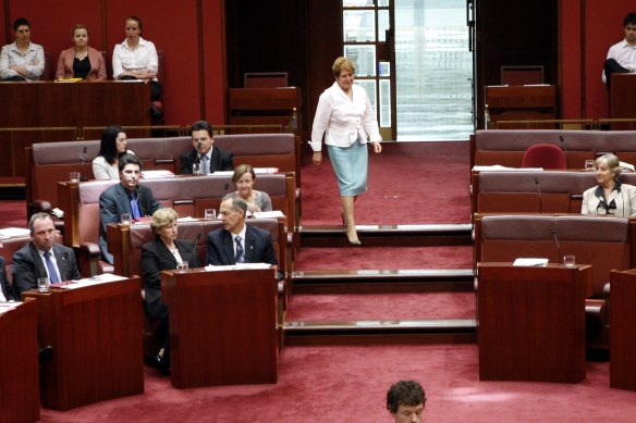 Liberal senators Judith Troeth and Sue Boyce crossed the floor to vote with  Labor.