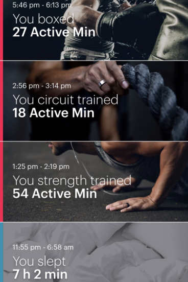 The app shows a simple readout of your activity.