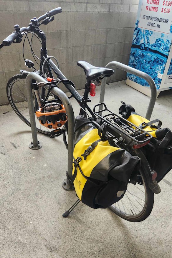 Shopping using a regular bike and panniers.