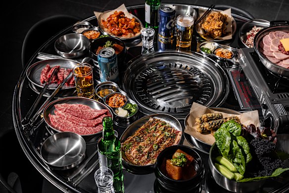 A spread of dishes at Hongdae Pocha.
