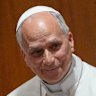 Pope Leo XIV attends the presentation of his first encyclical at the Vatican on Monday.