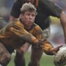 Nick Farr-Jones passes the ball in Newlands