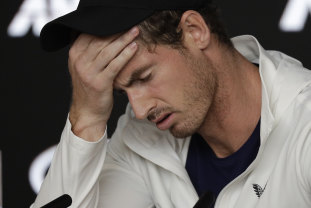 Andy Murray speaks to the press after his elimination from the Australian Open.