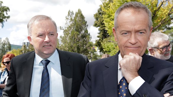 Shadow Infrastructure and Transport Minister Anthony Albanese  and Opposition Leader Bill Shorten as the 2019 election nears.