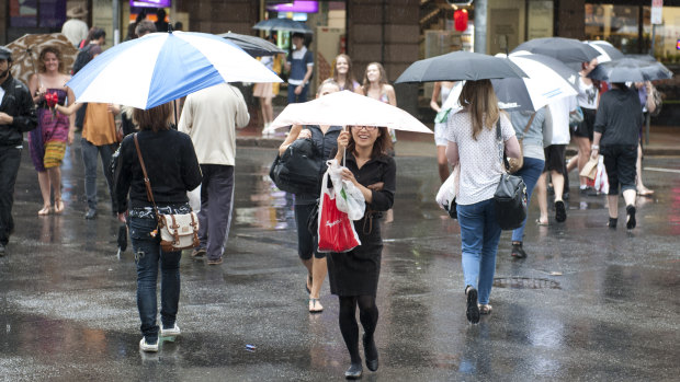 Rain across Brisbane was expected to clear up on Sunday night.