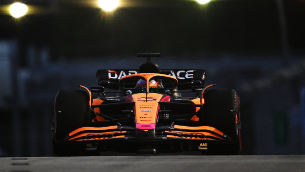 Ricciardo in action in his McLaren during practice on Friday night.